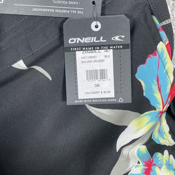 O’Neill Cruzers All Purpose Board Shorts Men’s 36 Floral Black Above Knee NWT’s - Picture 3 of 8